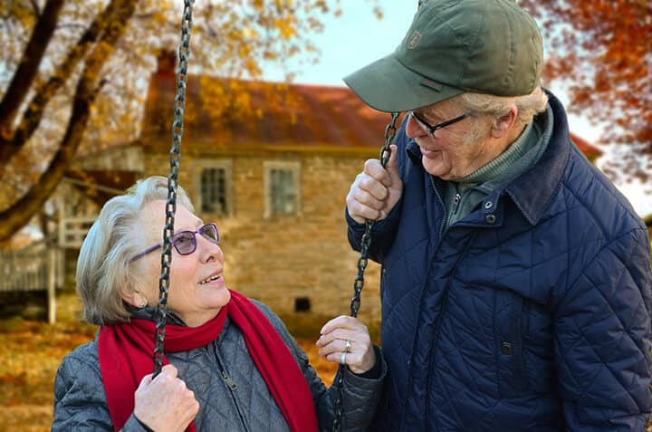 Retired couple enjoying fall weather